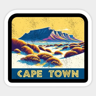 Vintage Cape Town Travel Poster Sticker | Howzit South Africa | Explore Table Mountain Sticker